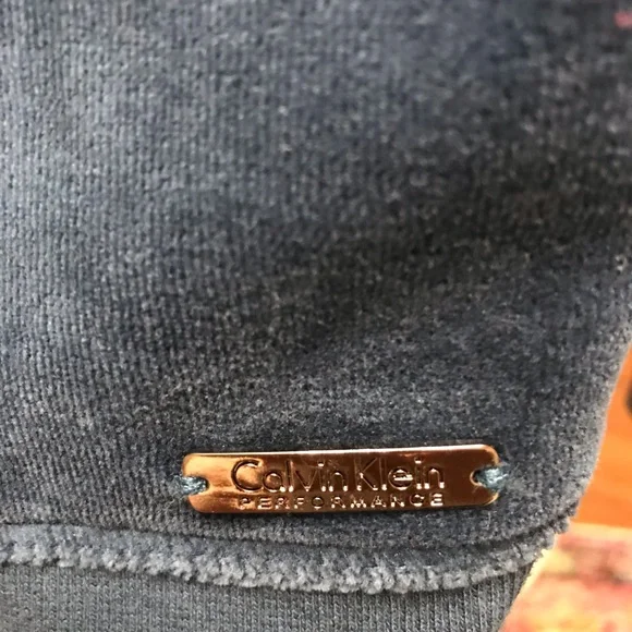 Calvin Klein Performance! Dark Blue Velour Zip Up Hoodie - Picture 4 of 13